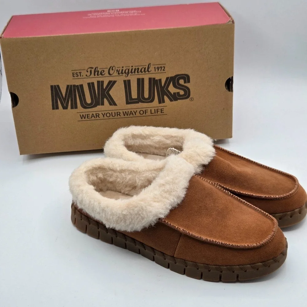 Men's Muk Luks Slippers - Cognac Brown - Size 10